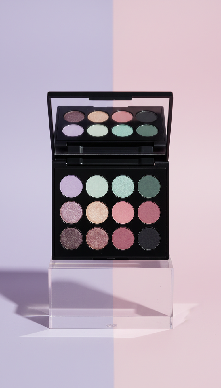 High-Pigment Eyeshadow Palette with Neon Accents